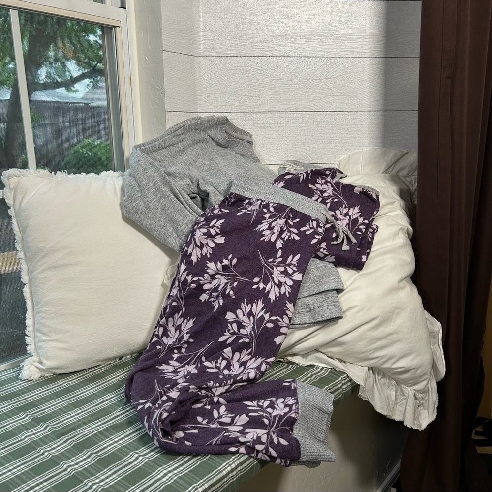 Purple Floral Pajama Set